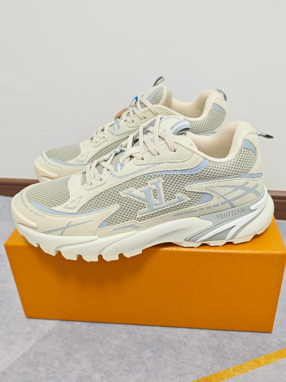 Louis Vuitton Beige Grey Running Sneakers